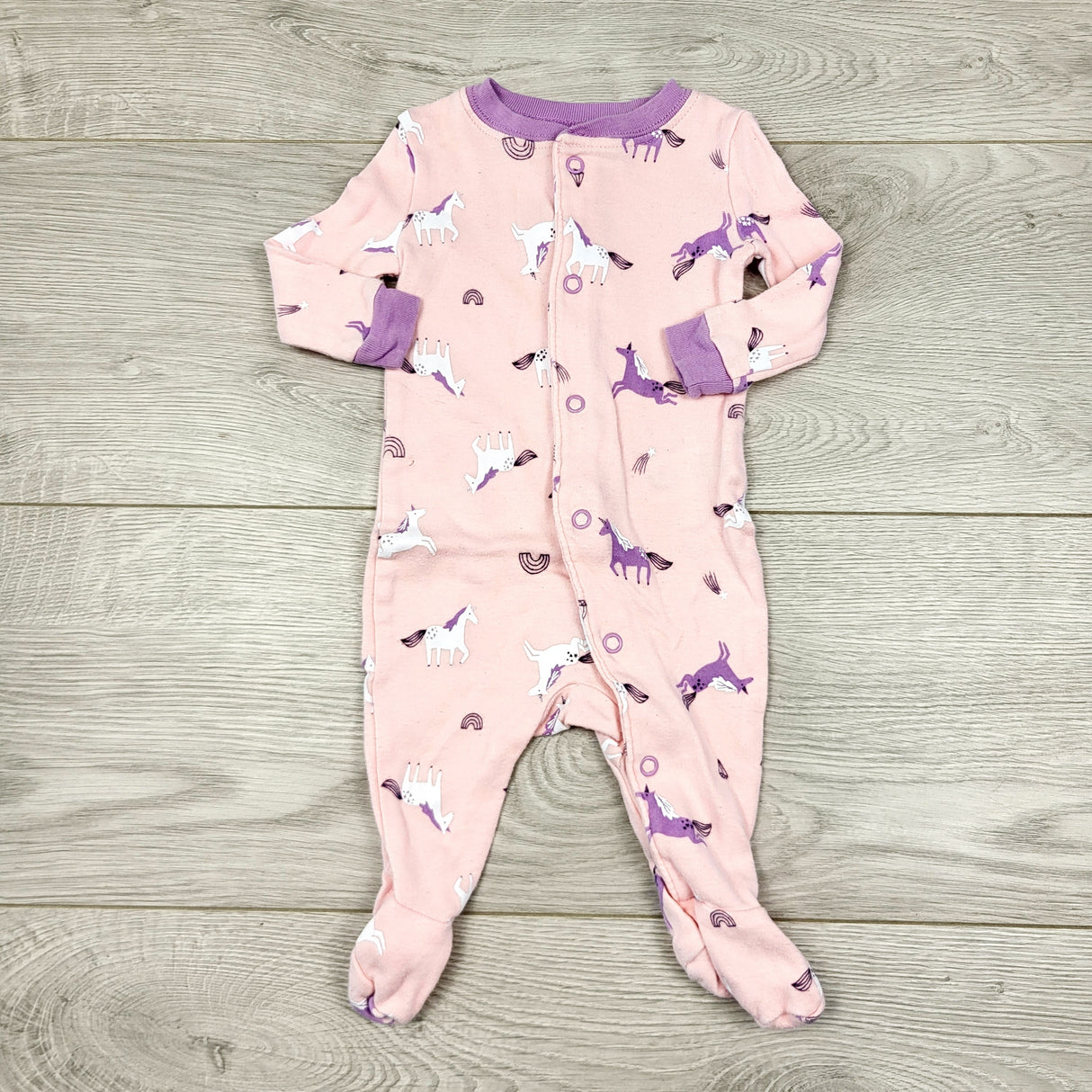 CAAC1 - Joe pink cotton sleeper with unicorns. Size 0-3 months 🍁