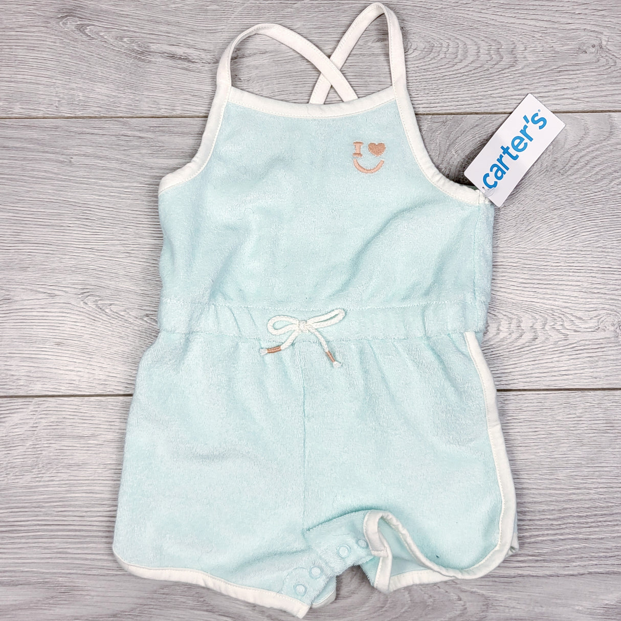 DMKY2 - NEW - Carters blue terrycloth romper. Size 6 months