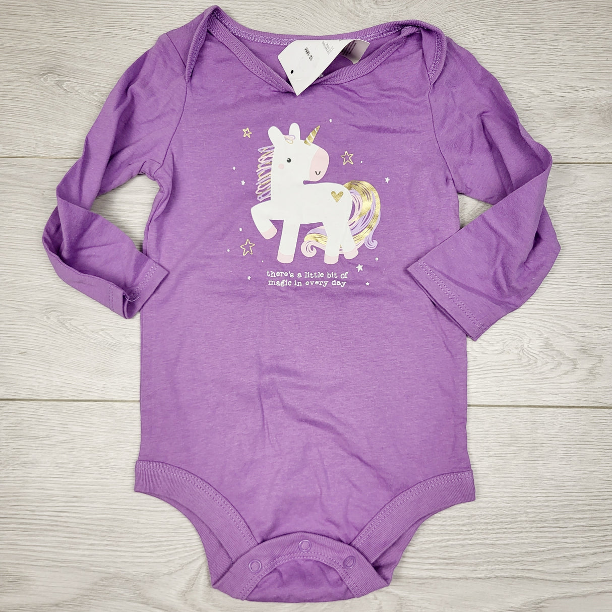 DMKY2 - NEW - George purple bodysuit with unicorn. Size 12-18 months