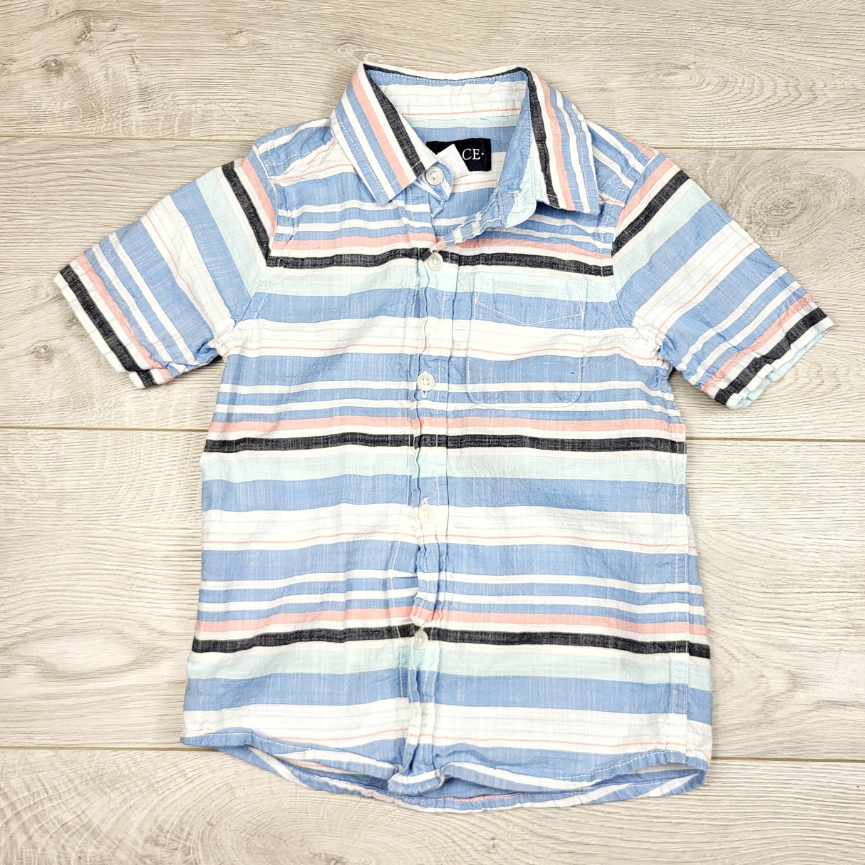 KLJ1 - Children's Place blue striped button down shirt. Size 4T