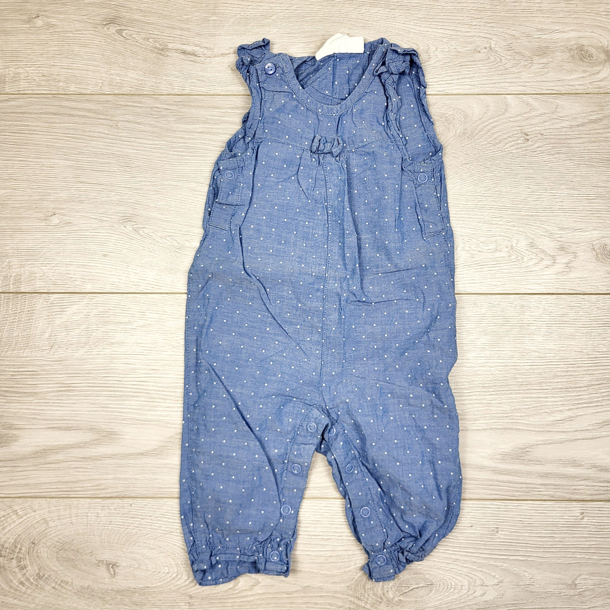 CAAC2 - H and M organic cotton polka dot chambray romper. Size 2-4 months