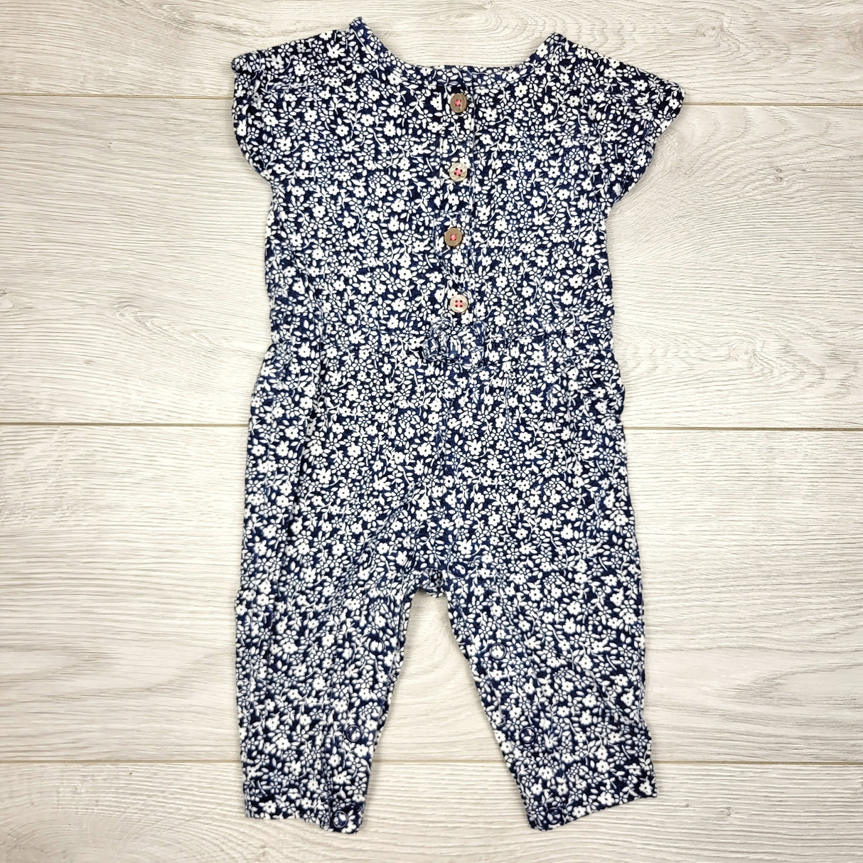 CAAC2 - Carters navy floral print cotton romper. Size 3 months