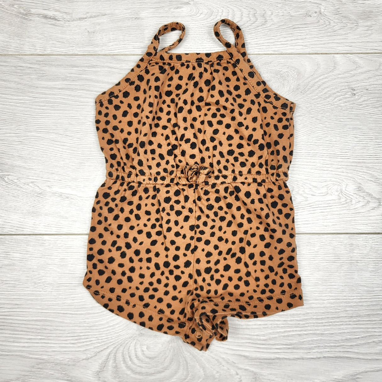 CAAC2 - Old Navy tan leopard print romper. Size 0-3 months