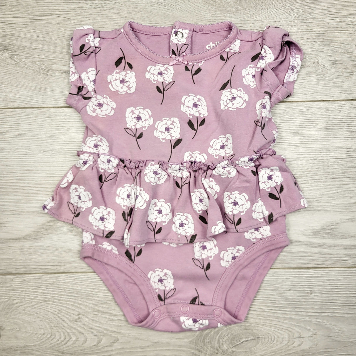 CAAC2 - Child of Mine purple floral print skirted bodysuit. Size 3-6 months