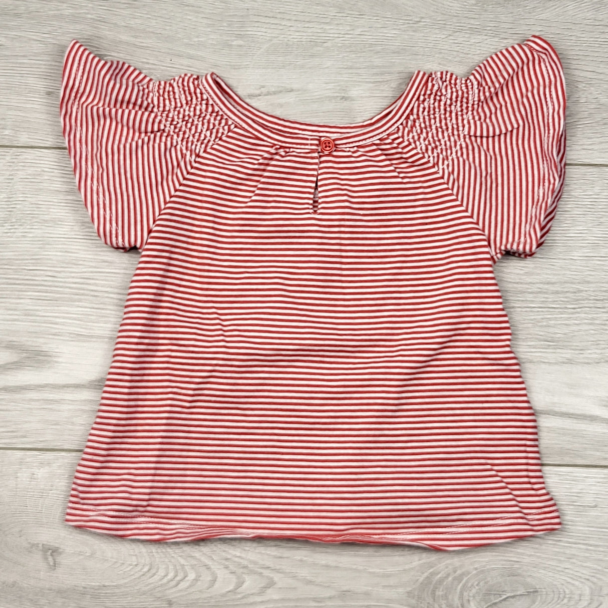 AMST1 - Child of Mine red striped t-shirt. Size 12 months