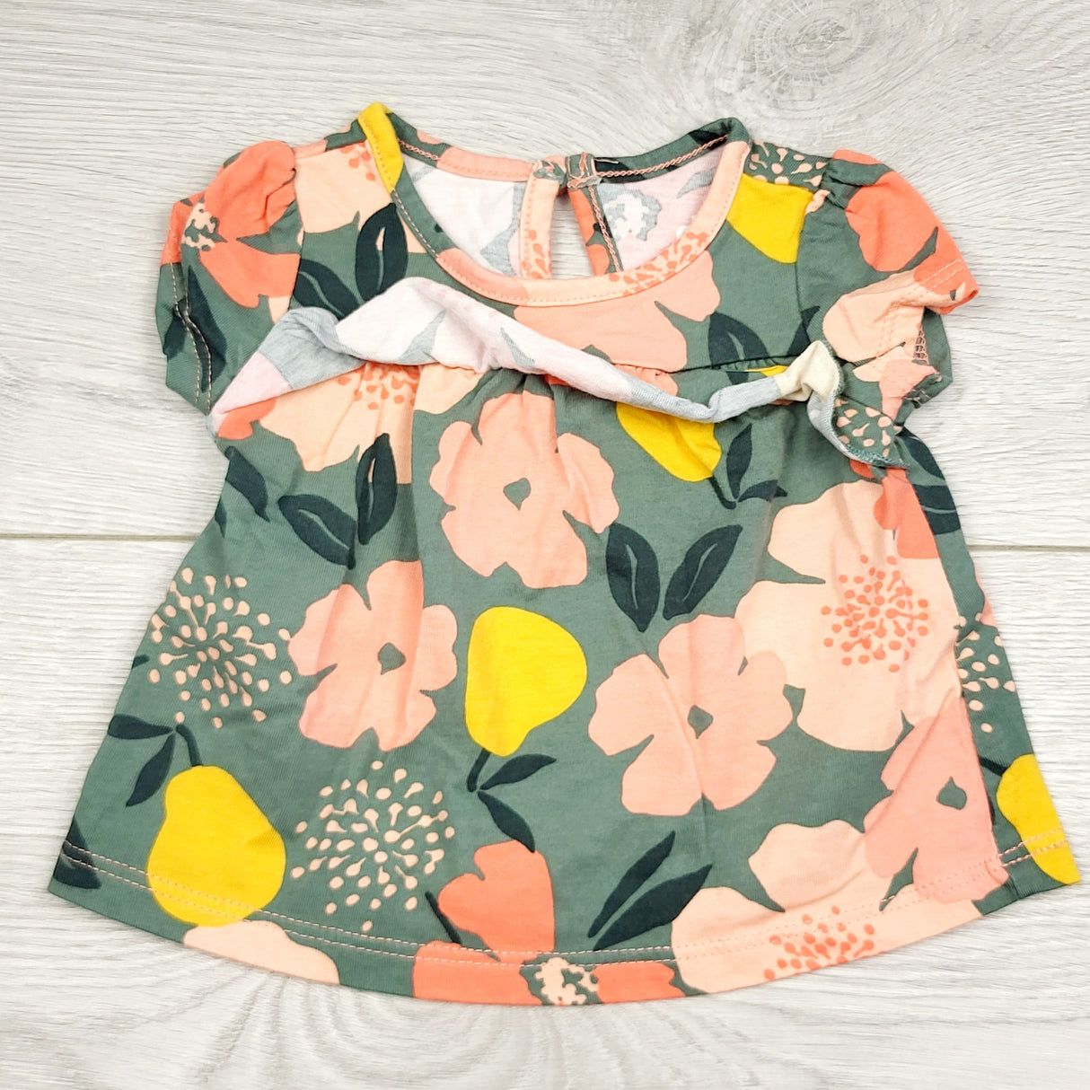 KSAL2 - Child of Mine green floral print top. Newborn size