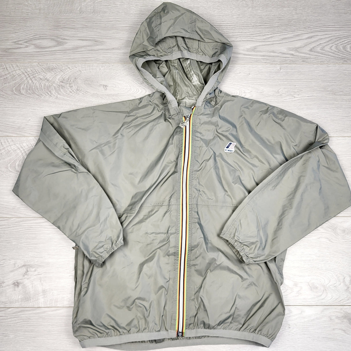 MFAIR2 - K-Way grey zip up hooded windbreaker. Size 10