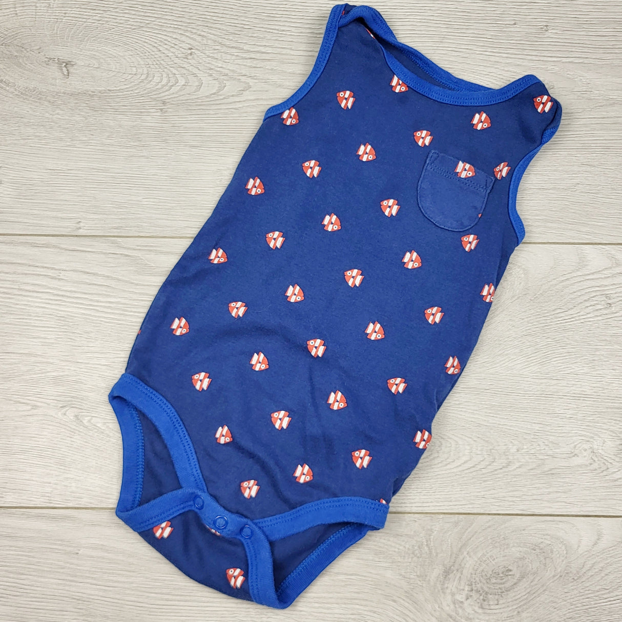 CHLL1 - Joe blue tank style bodysuit with fish. Size 12-18 months 🍁