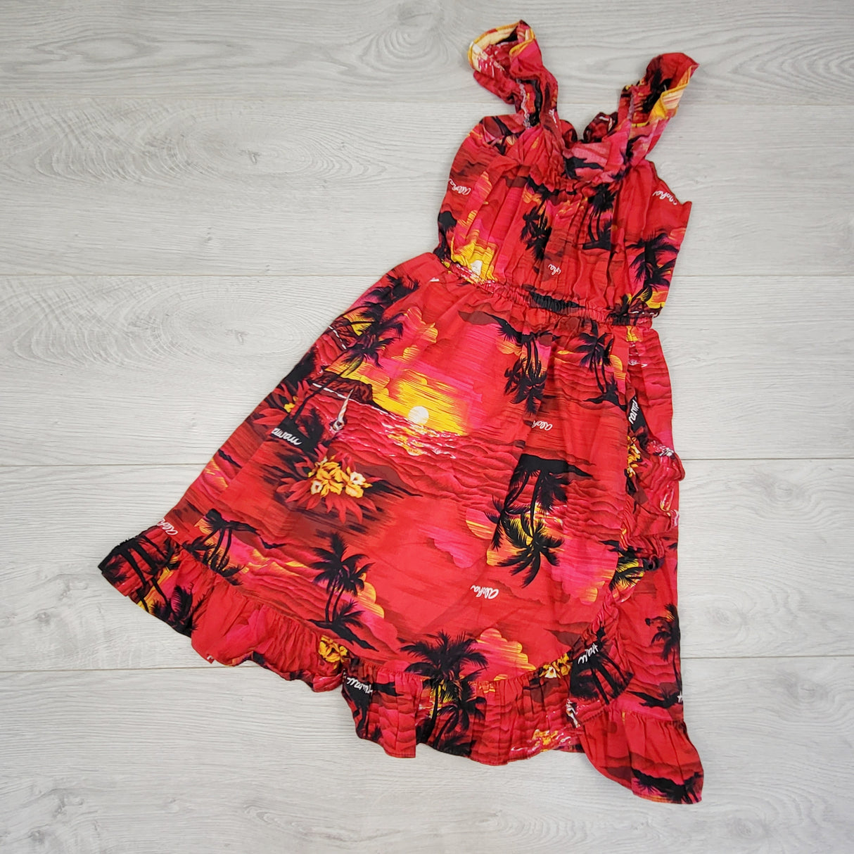 SDAN11 - Hawaiian Creations red sleeveless dress. Size 10
