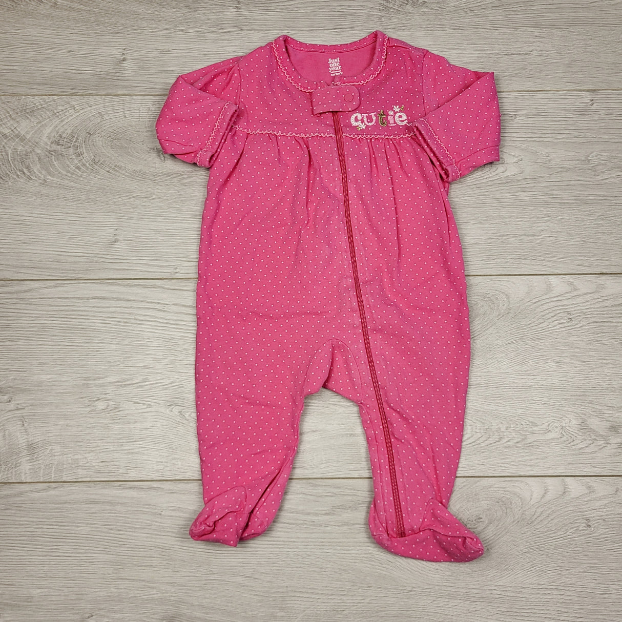 STLL3 - Just One You pink polka dot cotton sleeper. Size small (approx 6 months)