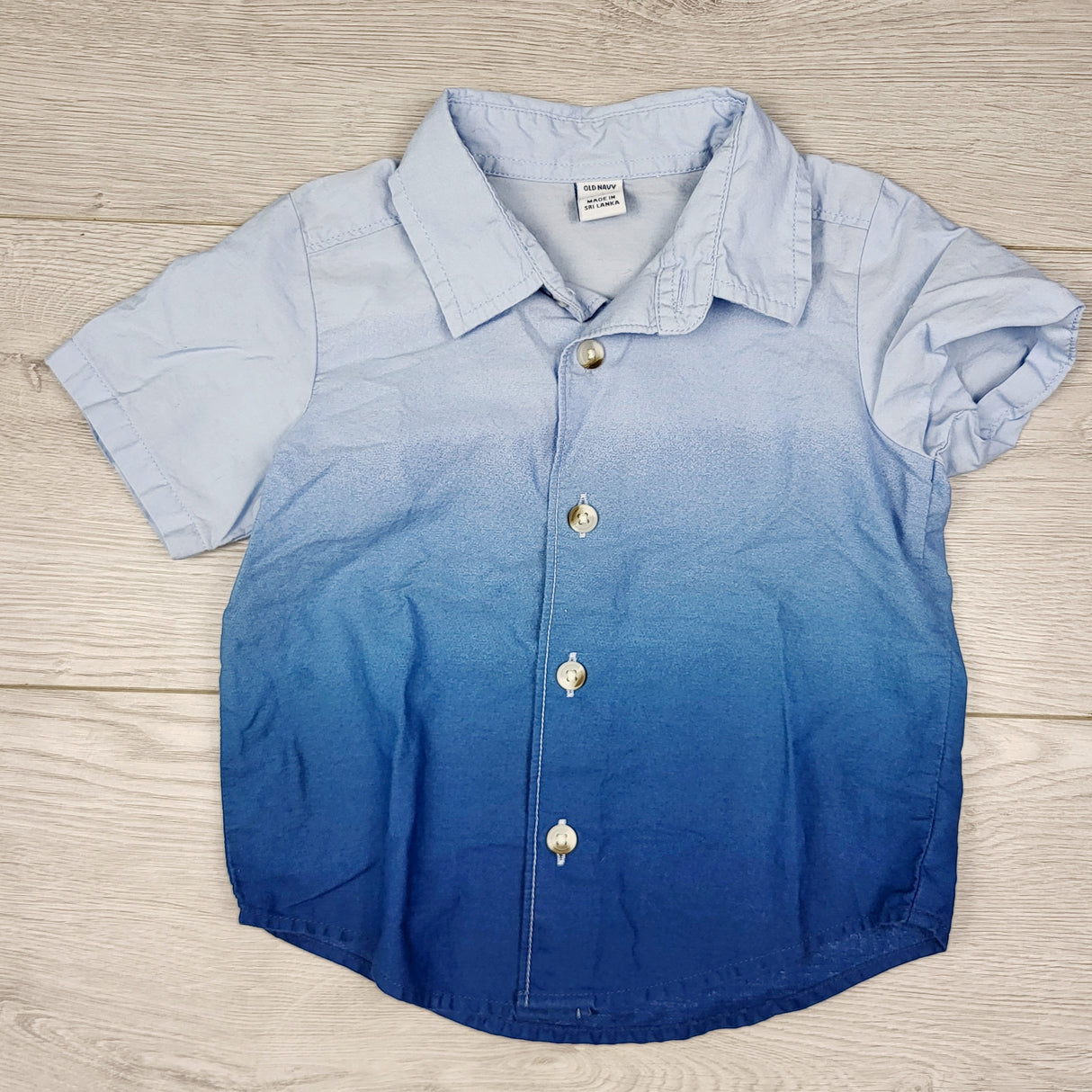 CHLL2 - Old Navy blue ombre button down shirt. Size 12-18 months