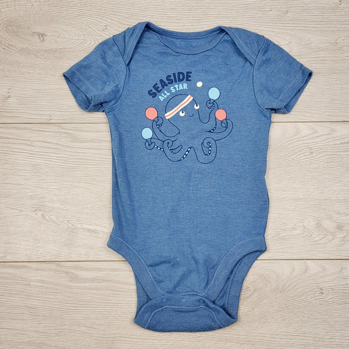 CHLL2 - Old Navy blue "Seaside All-Star" bodysuit with octopus. Size 12-18 months
