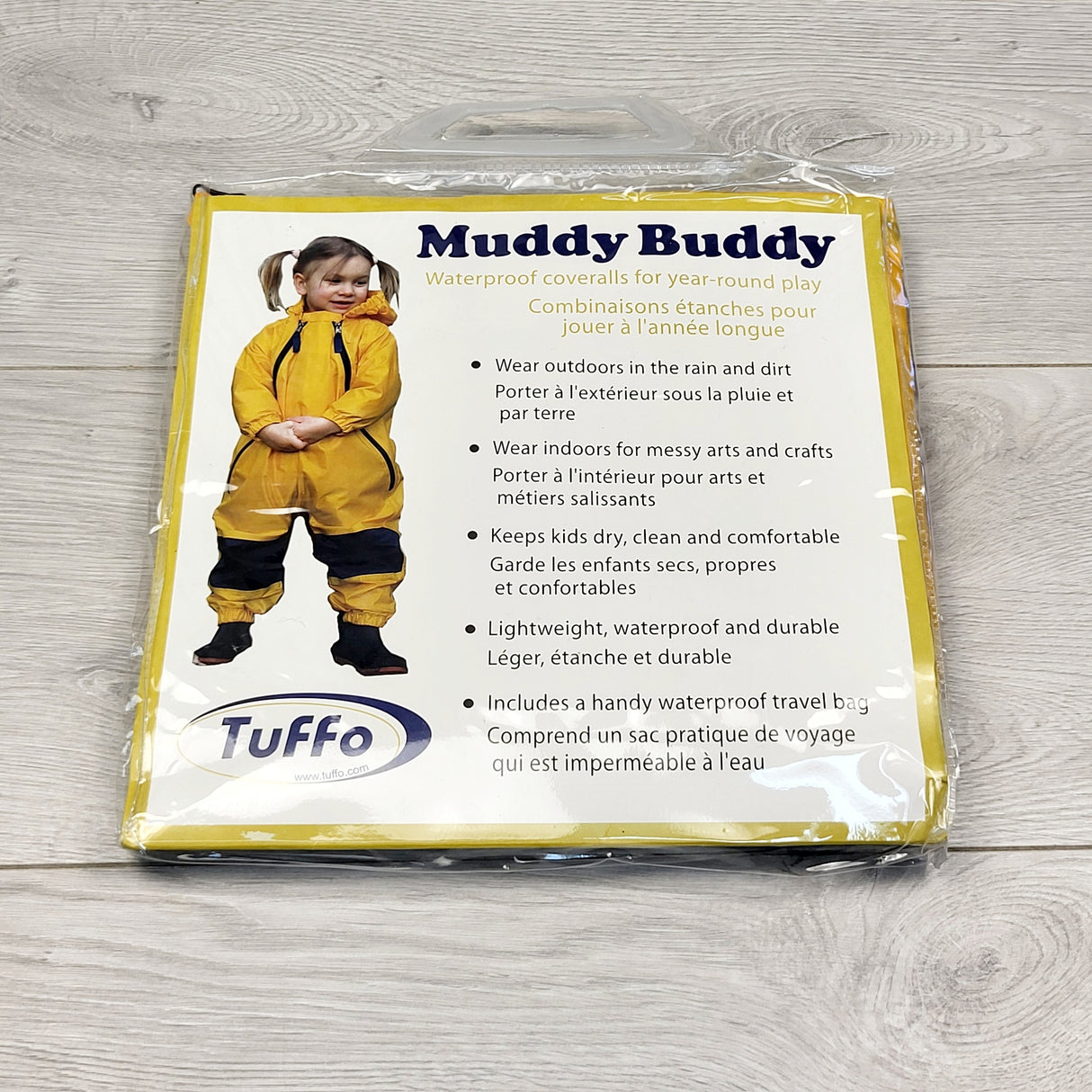 CSHR2 - NEW - Tuffy yellow Muddy Buddy one piece rain suit. Size 18 months 🍁