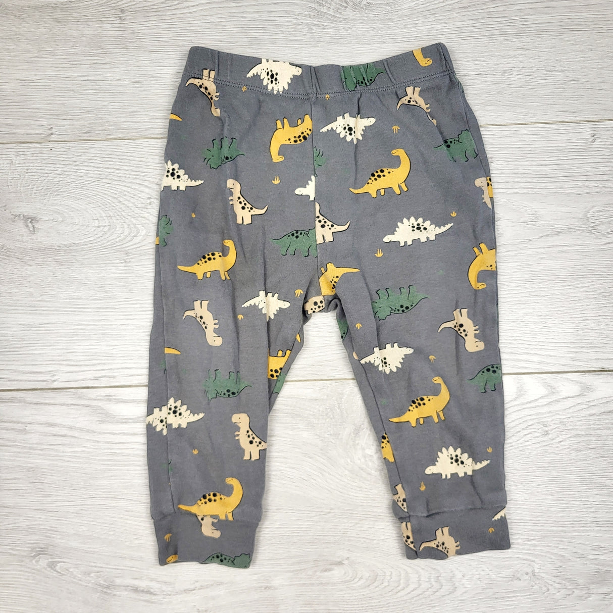 VKBL3 - Pekkle grey cotton dinosaur pants. Size 12 months