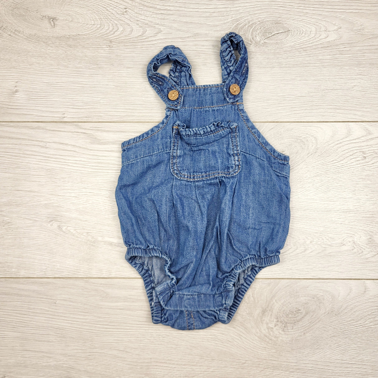 VKBL3 - Gap denim look bubble romper. Size 0-3 months