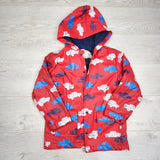 MTAY1 - Hatley red terrycloth lined hooded rain jacket. Size 8 🍁