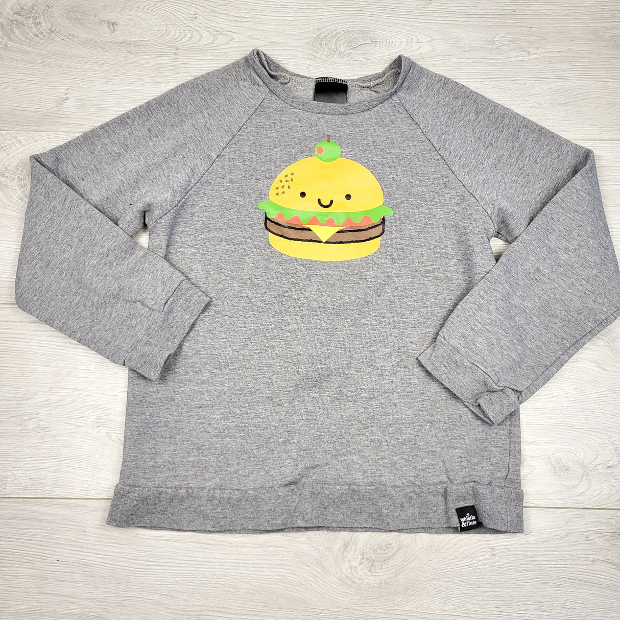 ESZ22 - Whistle and Flute grey hamburger crewneck sweater. Size 9/10 🍁