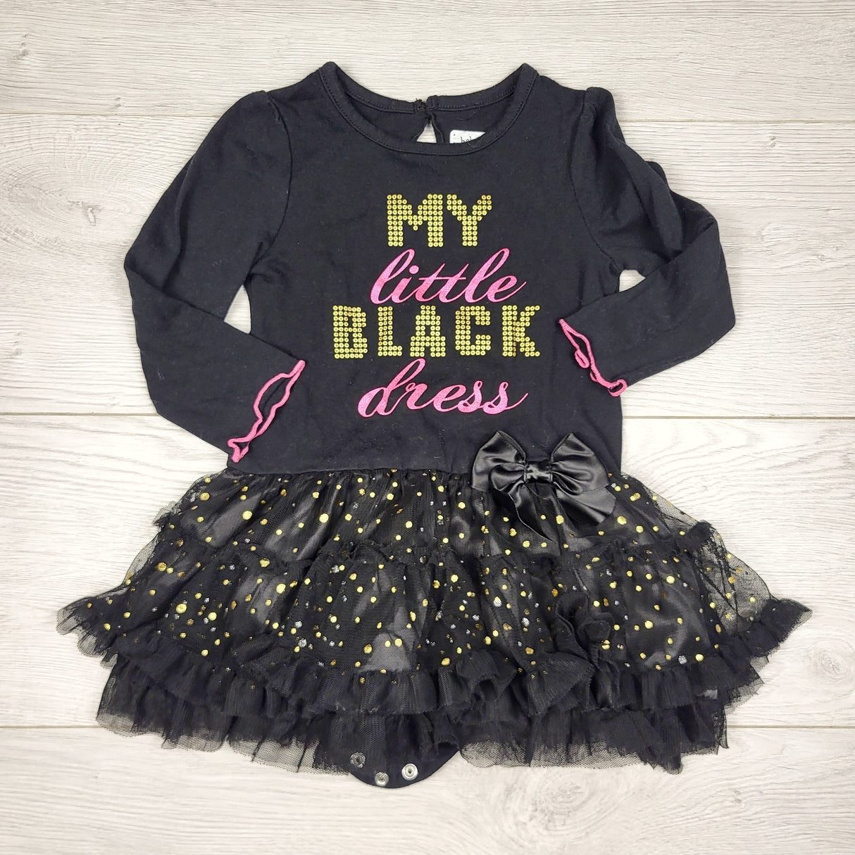 CHSP3 - Baby Glam black "Little Black Dress" with tulle skirting. Size 12-18 months