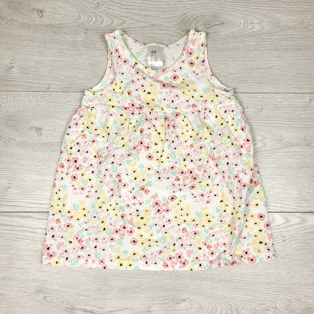 CHSP33 - H and M floral print sleeveless dress. Size 6-9 months