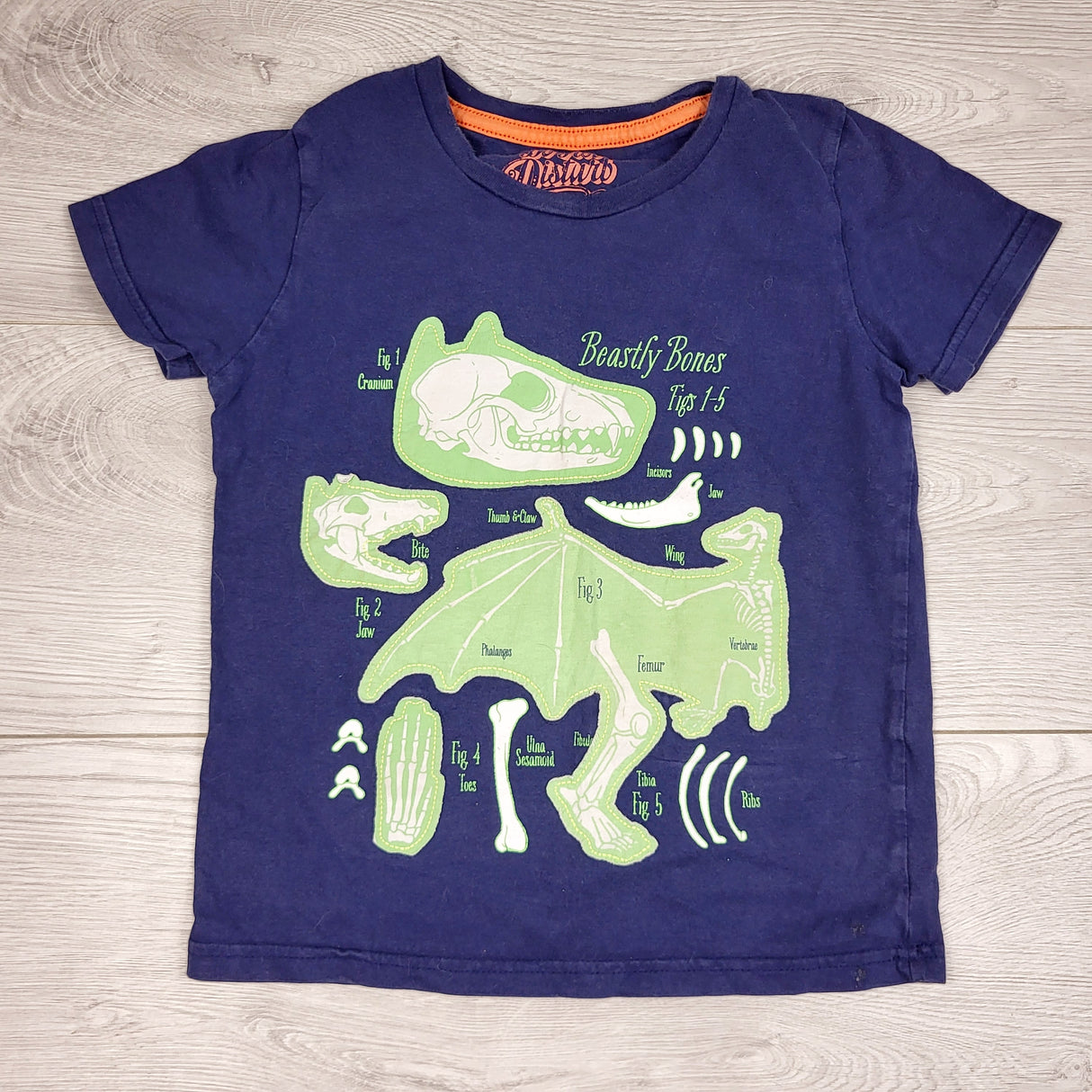 KARE11 - Do Not Disturb navy t-shirt with dinosaur skeleton. Apprx 3/4T