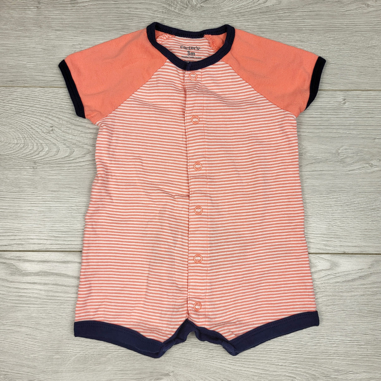 KARE11 - Carters grey striped cotton romper with shark. Size 3 months