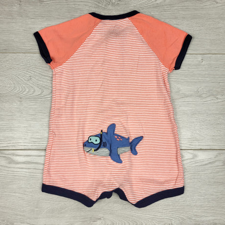 KARE11 - Carters grey striped cotton romper with shark. Size 3 months