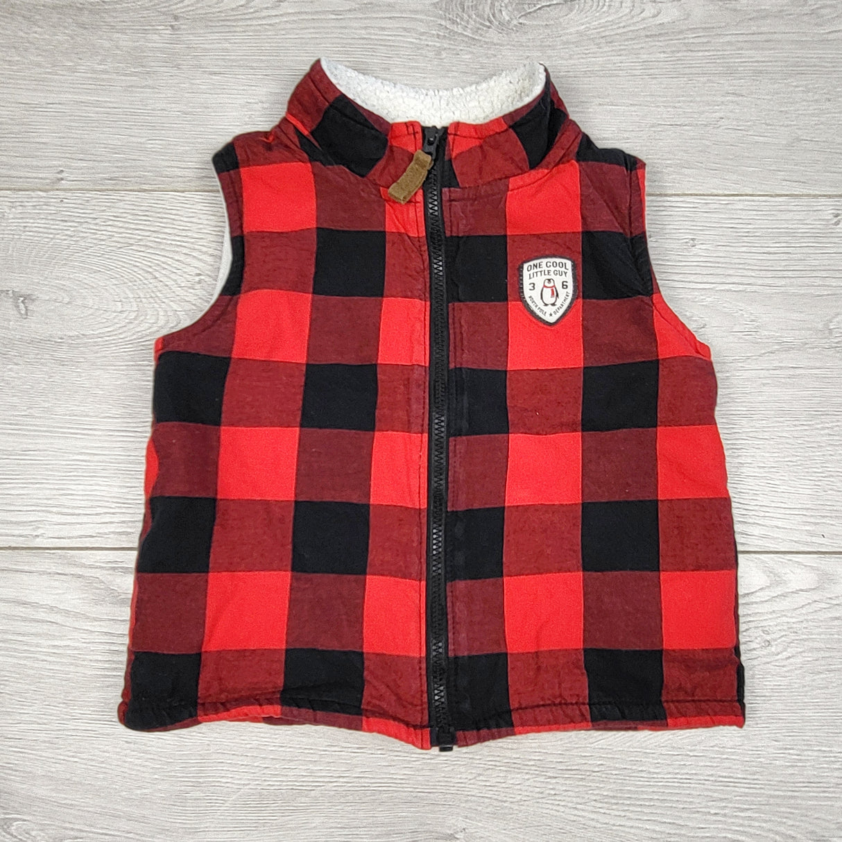 RZA1 - Carters buffalo plaid fleece lined vest. Size 18 months