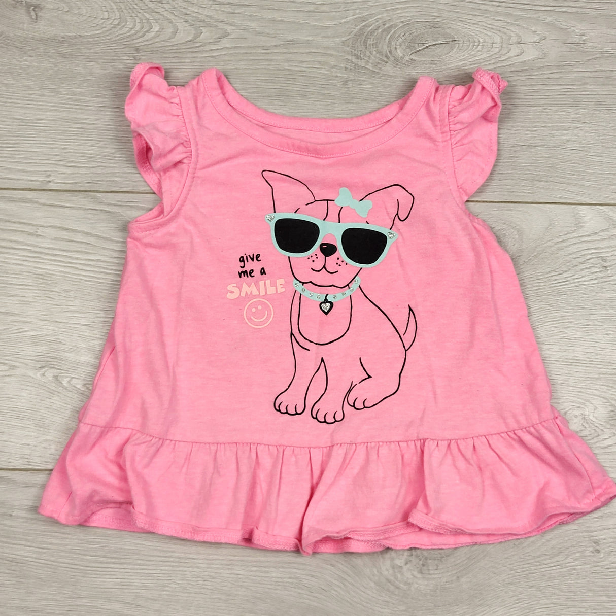 HBRK1 - George hot pink top with dog. Size 2T