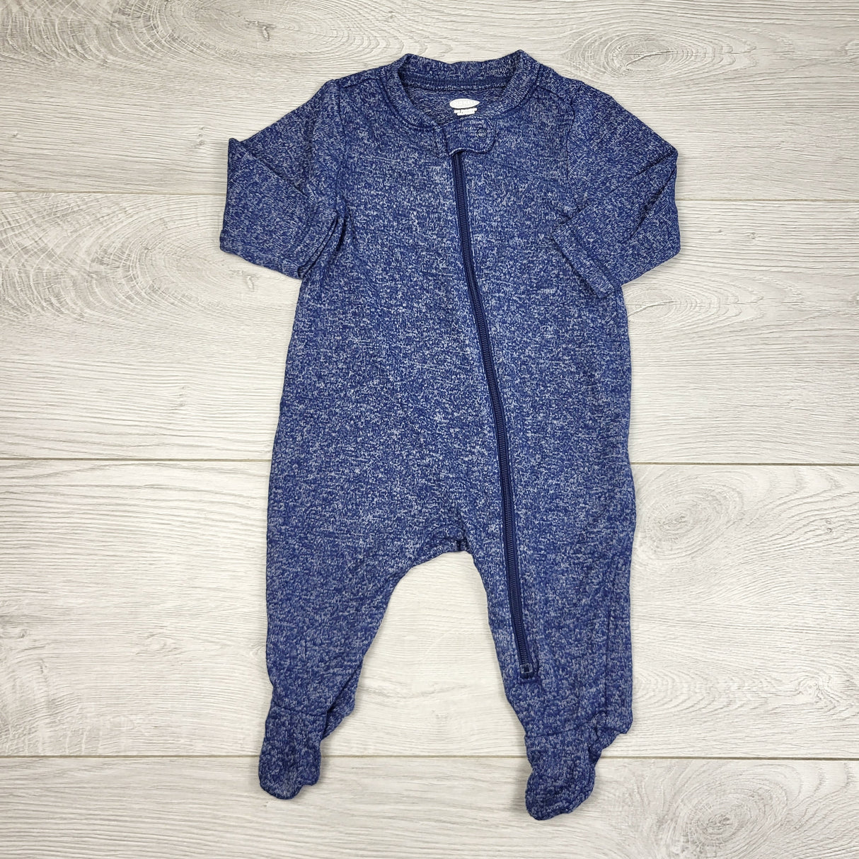 RBEN5 - Old Navy blue knit zippered sleeper. Size 0-3 months