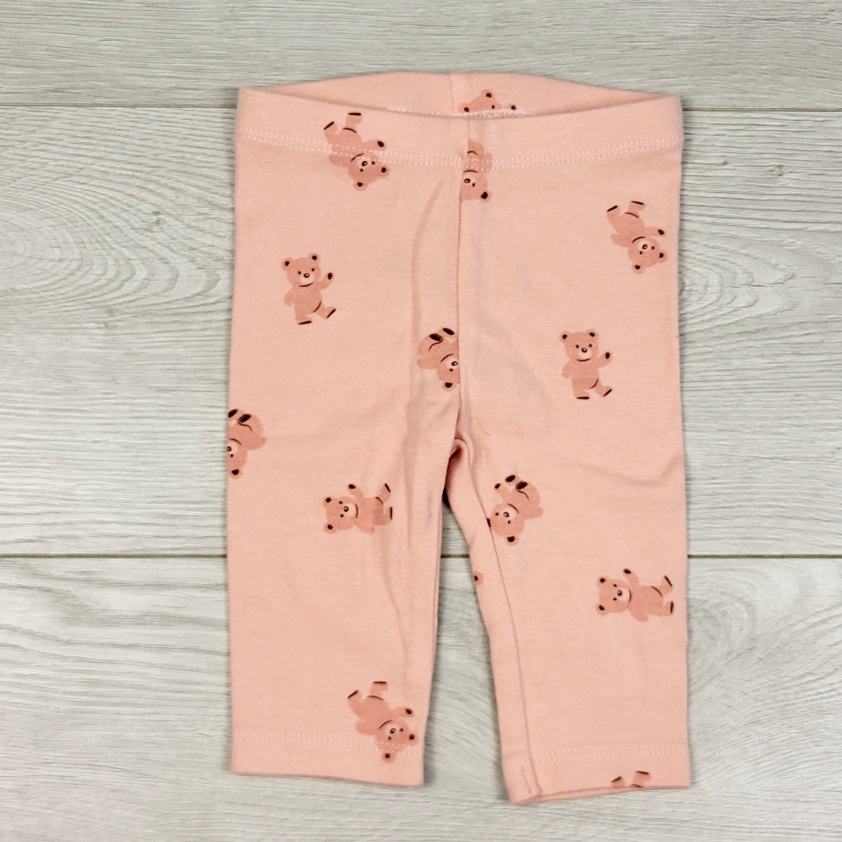 RBEN5 - Pekkle pink cotton leggings with bears. Size 3 months