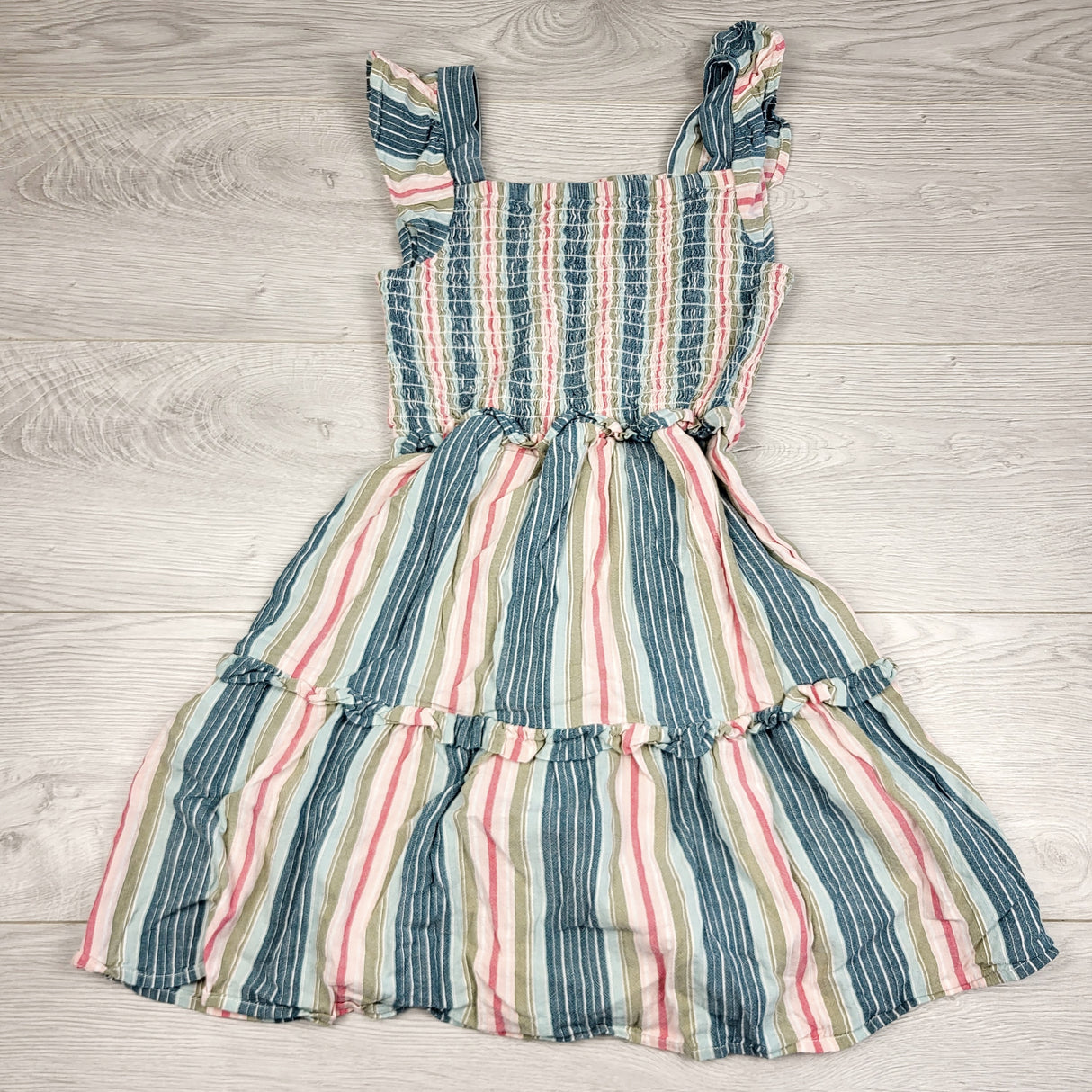 MHL2 - Old Navy flocked vertical stripe dress. Size 8