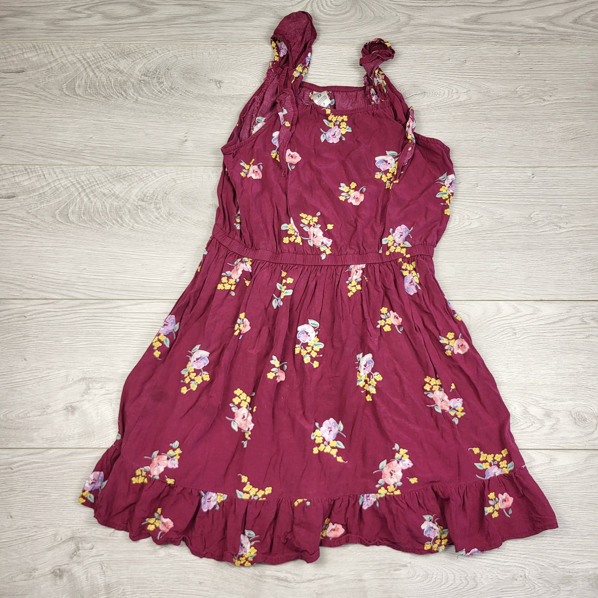 MHL2 - Carters plum coloured floral print sleeveless rayon dress. Size 12