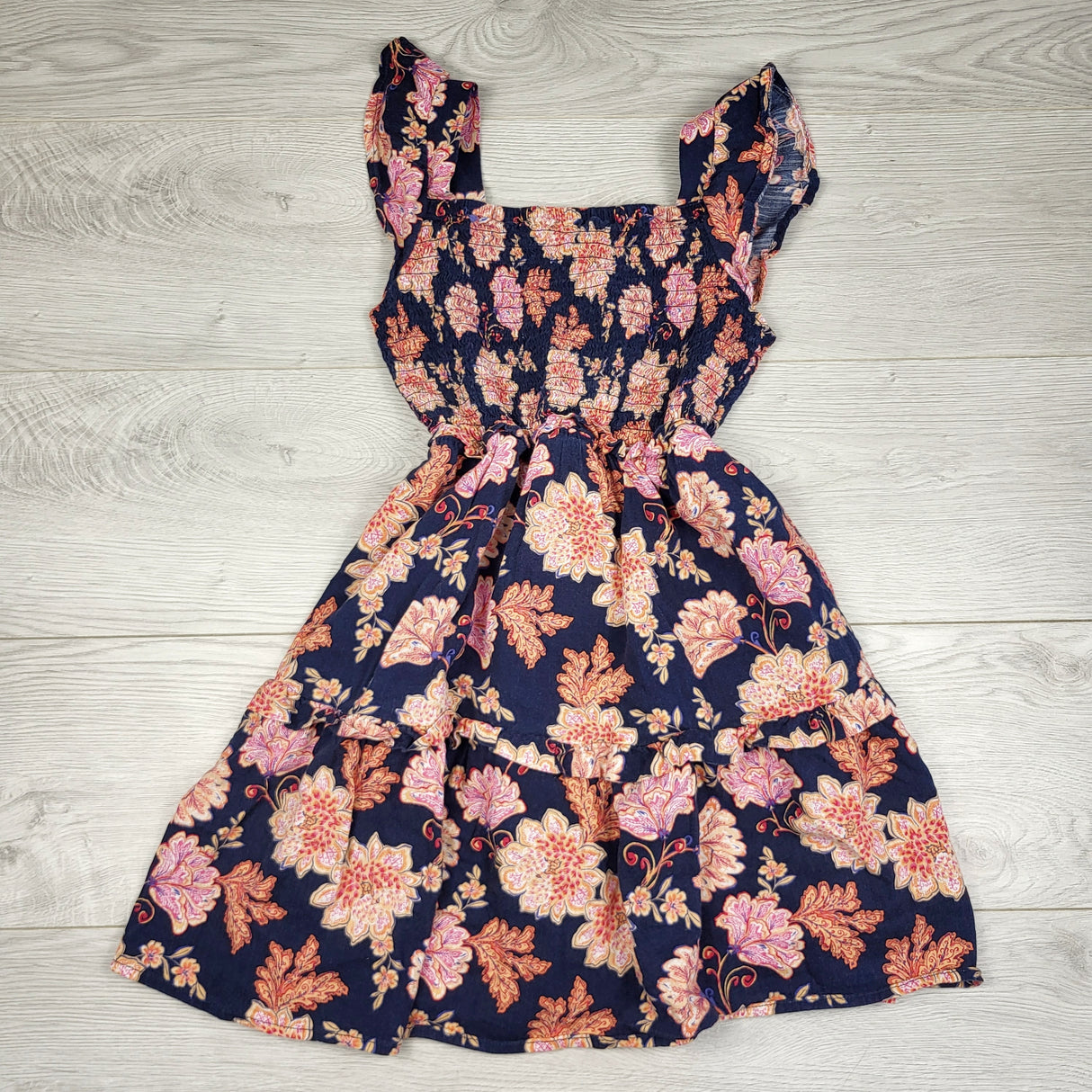 MHL2 - Old Navy navy flocked floral print dress. Size 8