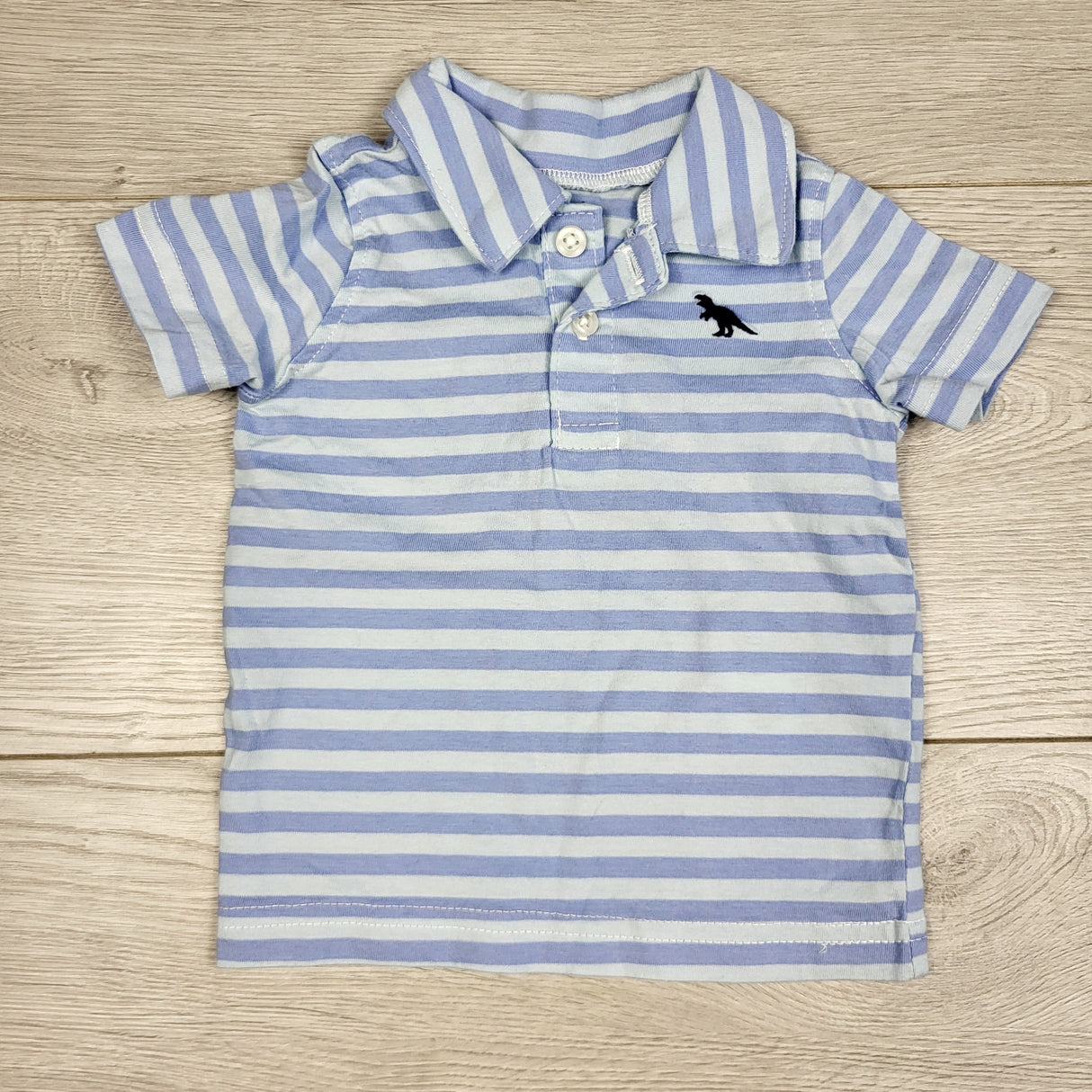 STFT1 - Carters two-tone blue striped collared t-shirt. Size 3 months
