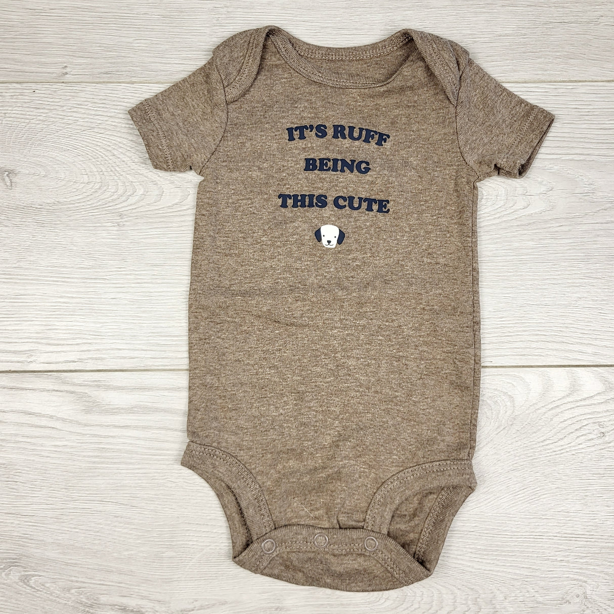 STFT1 - Carters brown "It's Ruff Being This Cute" bodysuit. Size 3 months