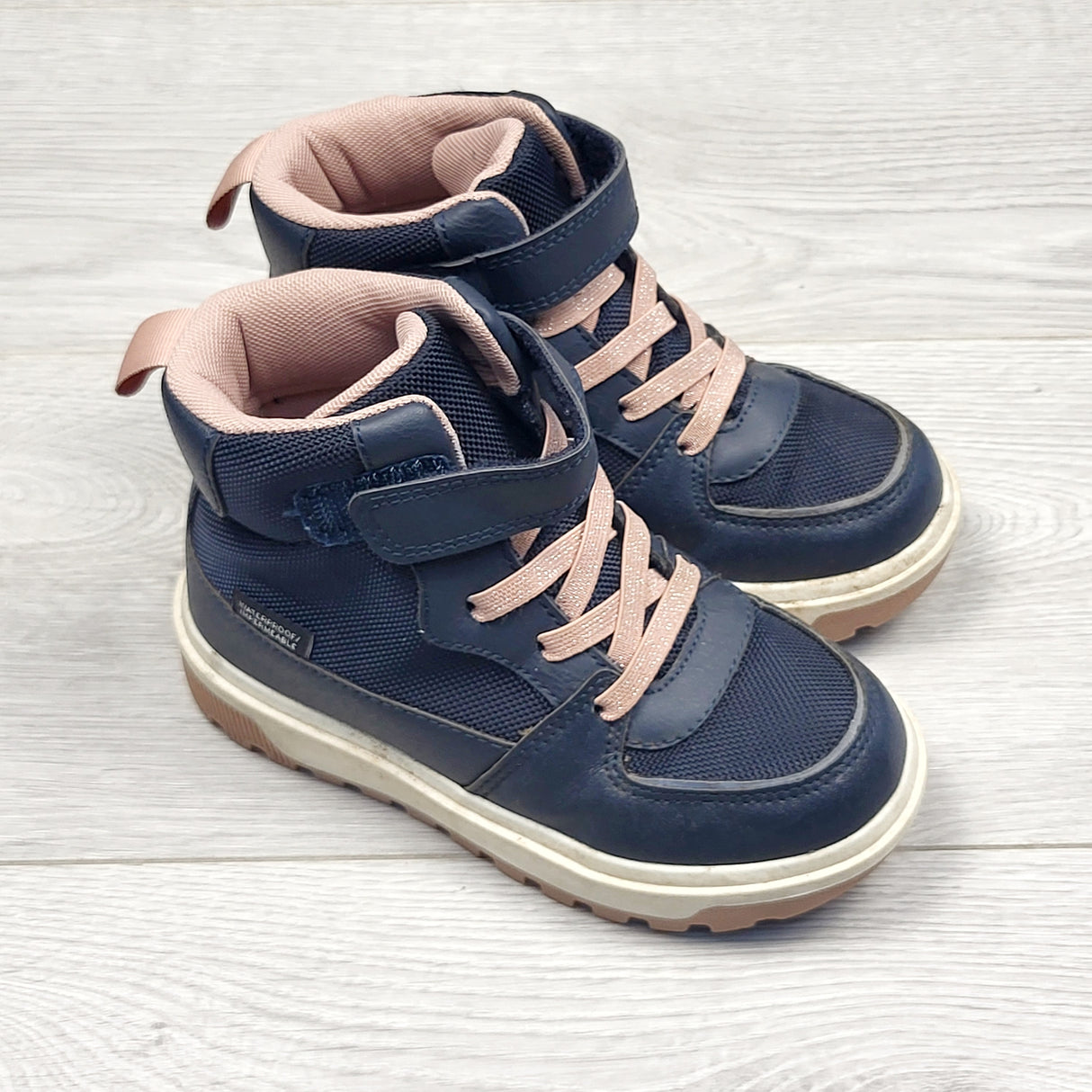 MHAN1 - H and M blue and pink waterproof hightop shoes. Size 11