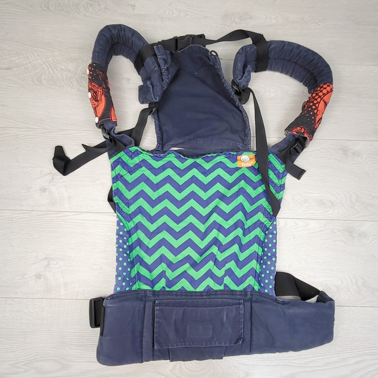 RDZ2 - Tula "Prepster" print baby carrier with suck pads.