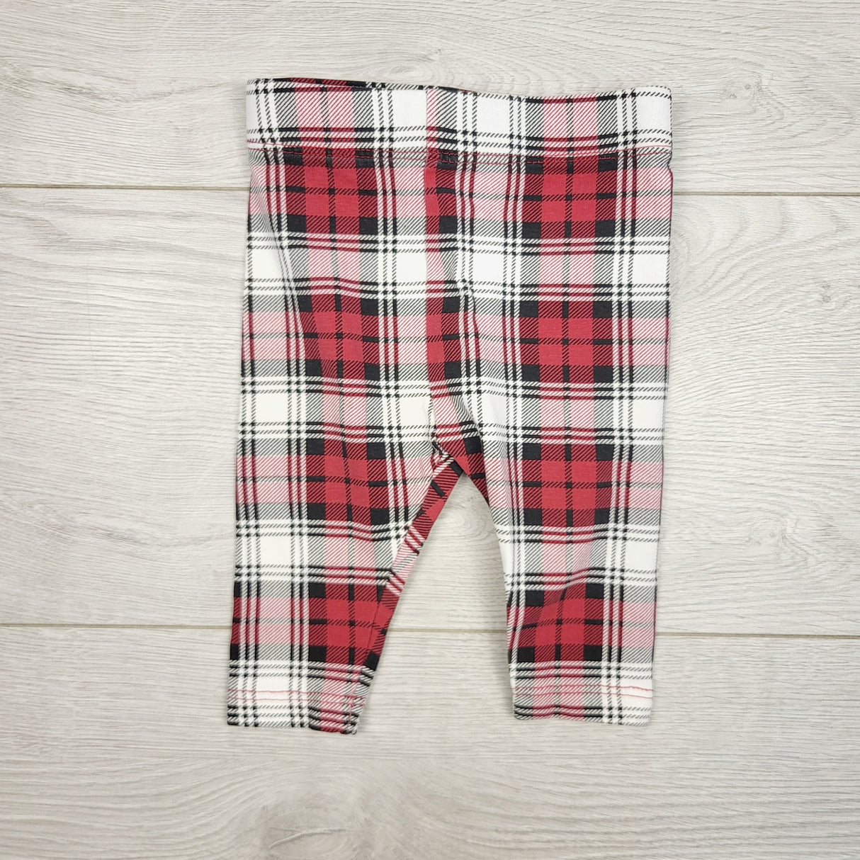 JRSH1 - Joe white and red plaid leggings. Size 0-3 months