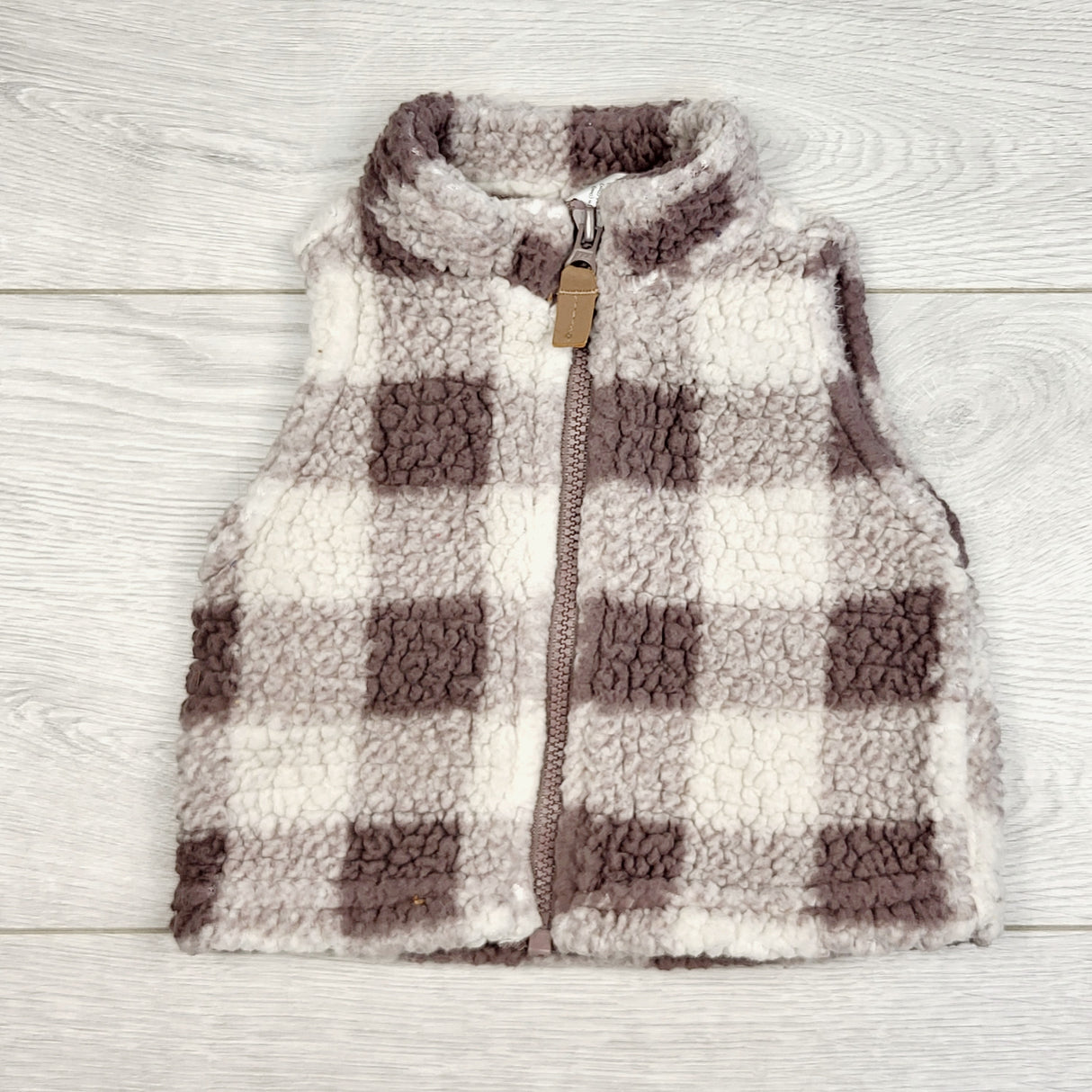 JRSH1 - Carters plaid teddy vest. Newborn size