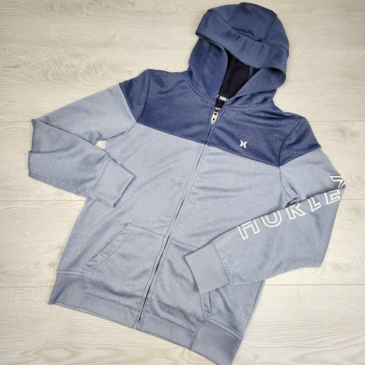 OAG1 - Hurley two-tone blue zip up active hoodie. Size 14/16