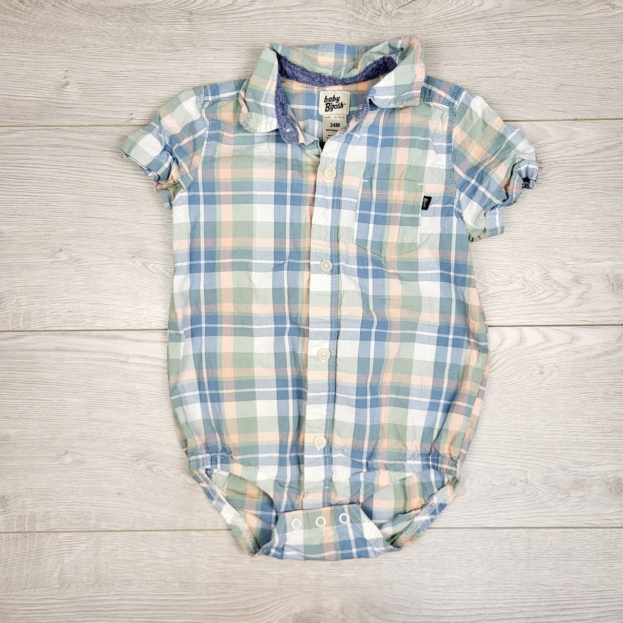 ROWB1 - Oshkosh plaid button down bodysuit. Size 24 months