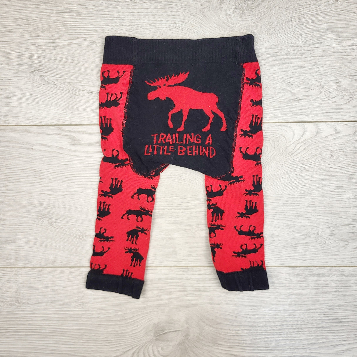 ROWB11 - Little Blue House knit leggings with moose. Size 6-12 months 🍁