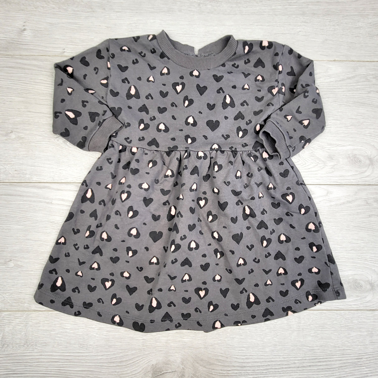 STML1 - George grey sweatshirt dress with hearts. Size 12-18 months