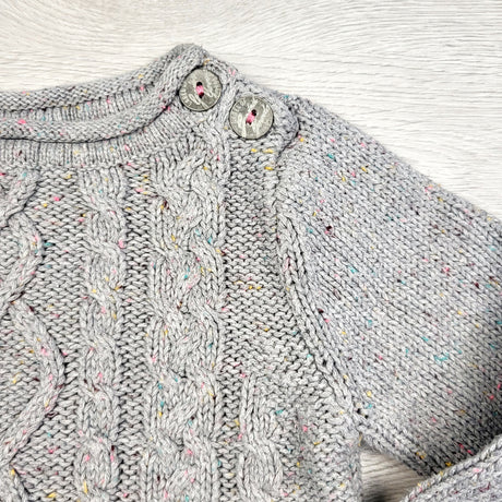 STML1 - L.O.G.G. grey speckled cable knit sweater. Size 18-24 months