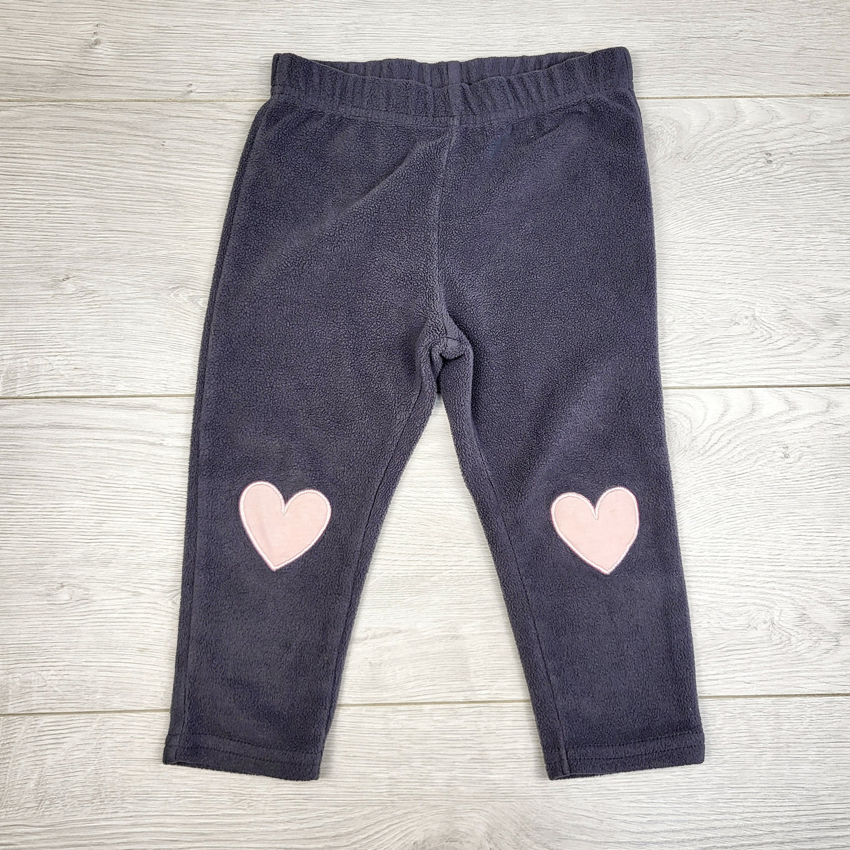 STML1 - George grey fleece pants with heart patches. Size 18-24 months