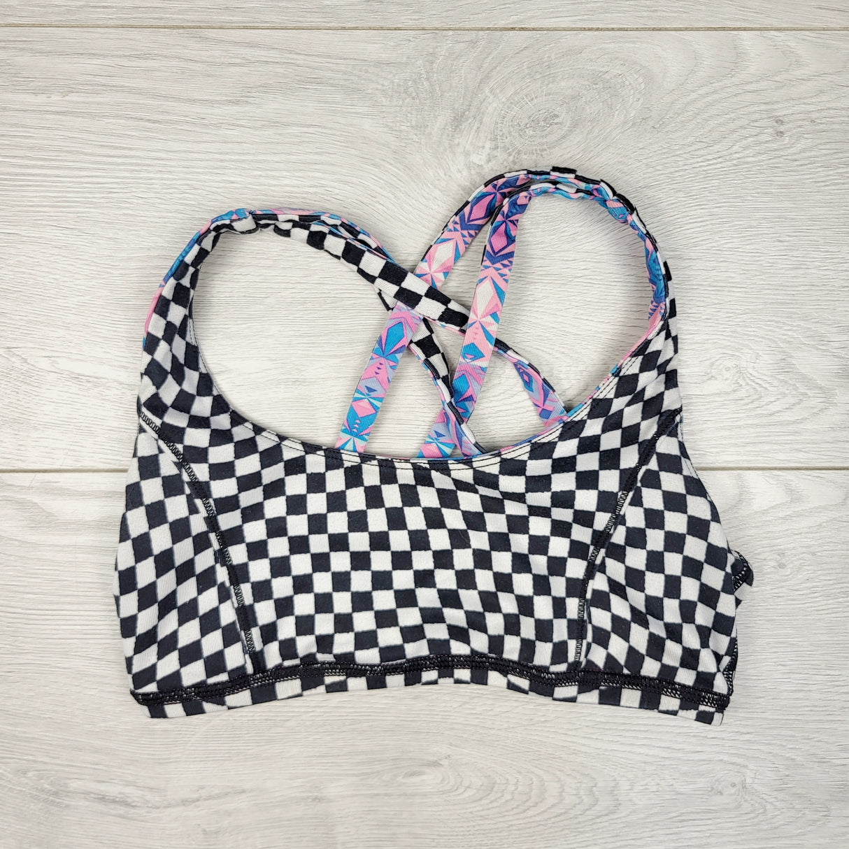 ESZ1 - Ivivva reversible checked sports bra. Size 8