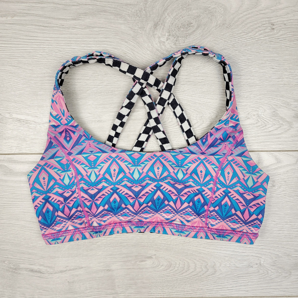 ESZ1 - Ivivva reversible checked sports bra. Size 8