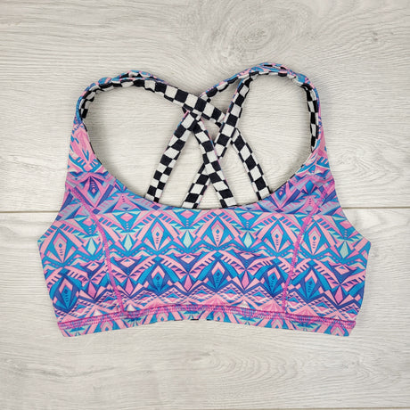 ESZ1 - Ivivva reversible checked sports bra. Size 8