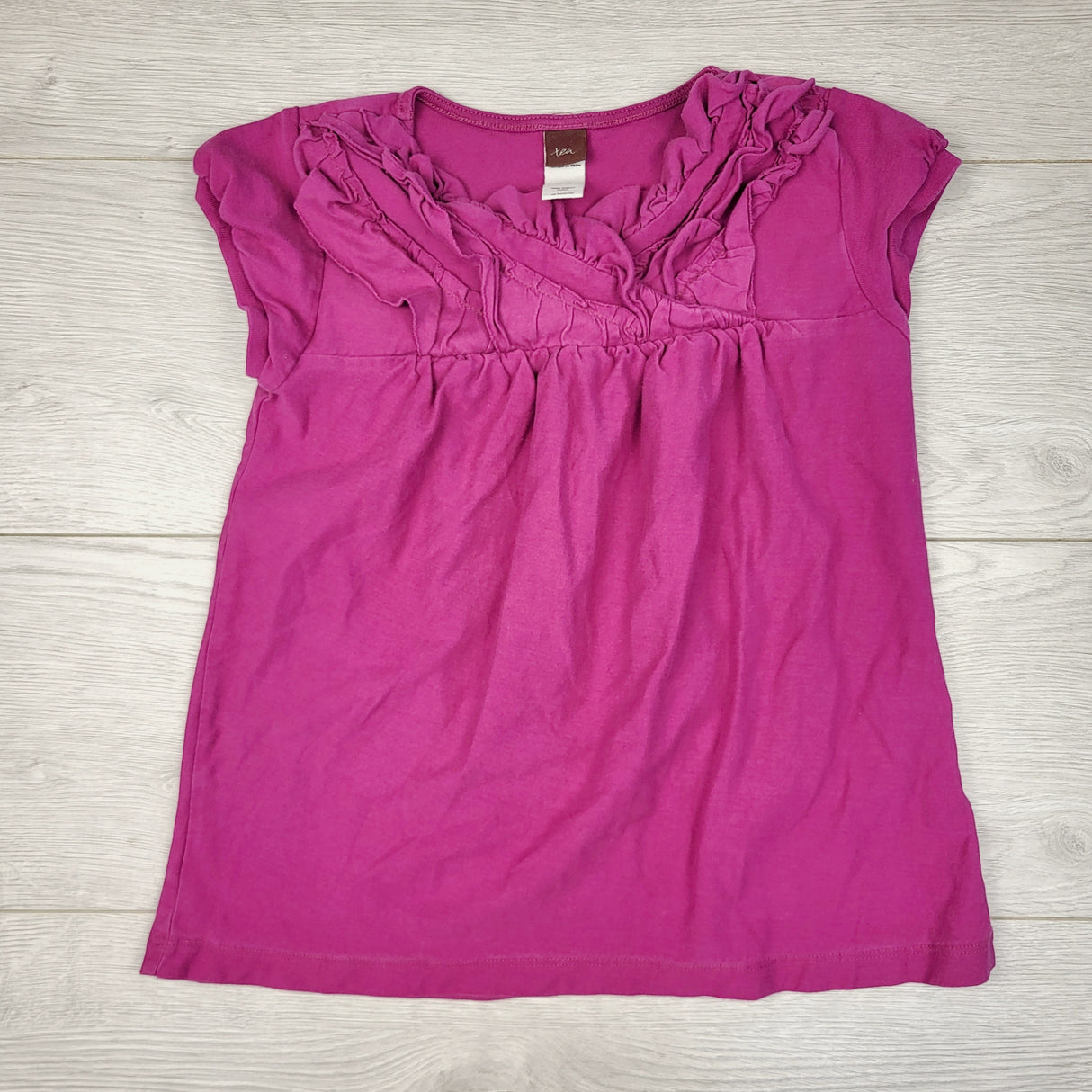 ESZ1 - Tea dark pink top with ruffles. Size 7