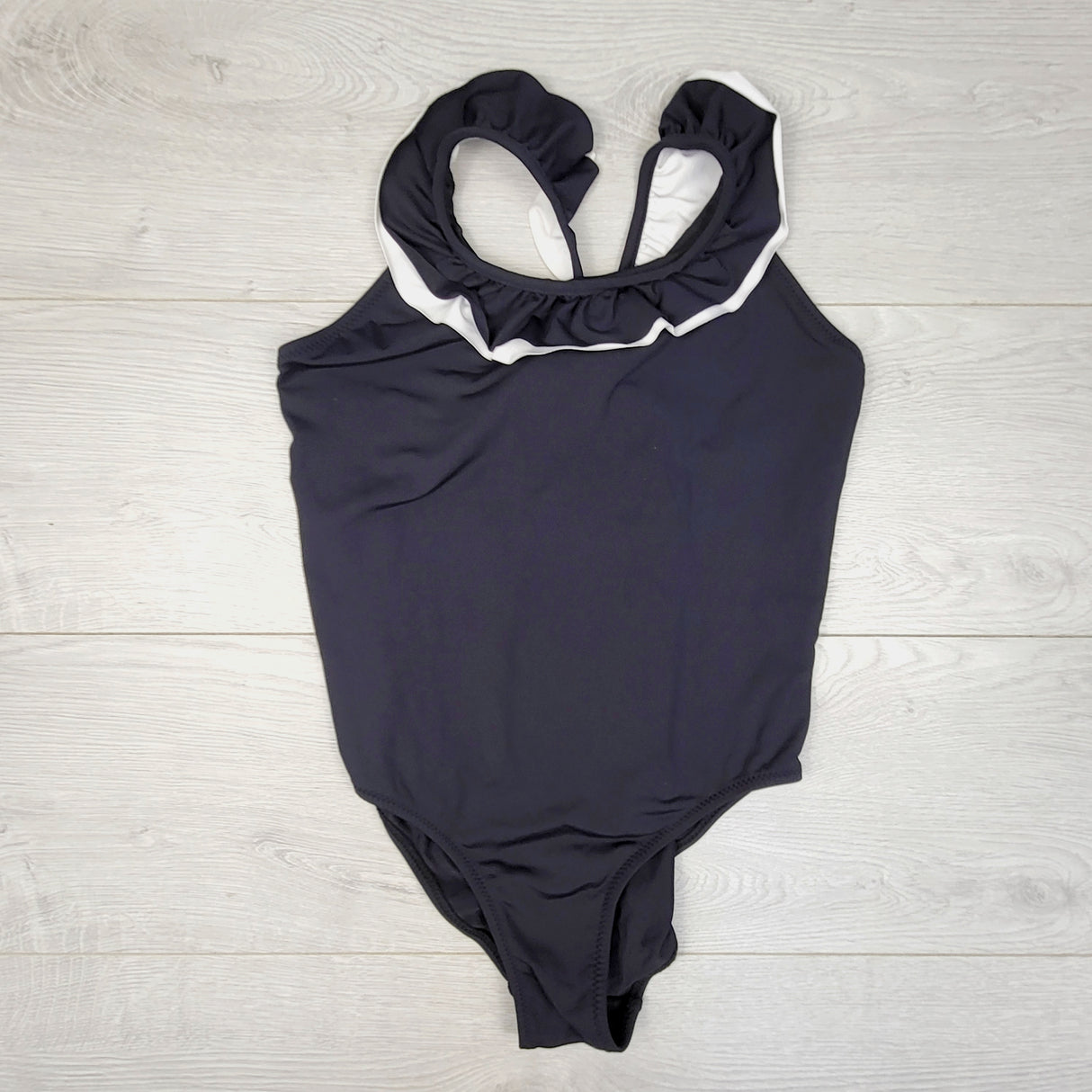 ESZ1 - Zara black one piece swimsuit with ruffle. Size 11/12